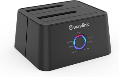 WAVLINK Priključna stanica za SATA HDD/SSD, dvostruki bay, USB 3.0/C, 2.5"/3.5", kloniranje, crna, B01MYUA2Q2